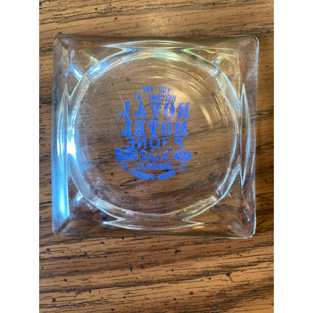 Royal Motel Ashtray Vintage Glass Souvenir‎ Collectible Hotel Advertising